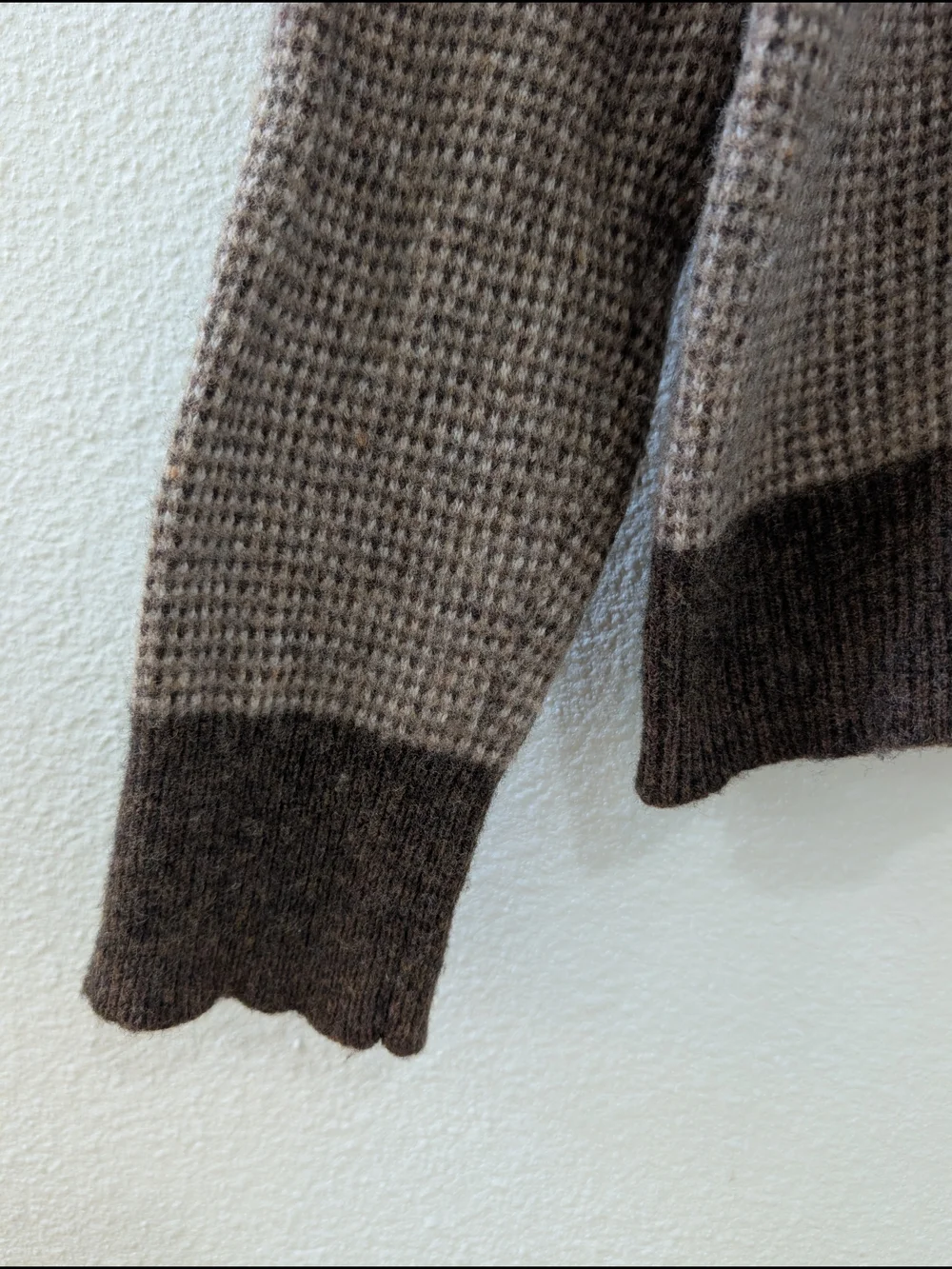 J. Crew Merino Wool Birds Eye Tipped Sweater Two-Tone Brown Crewneck Large BA218